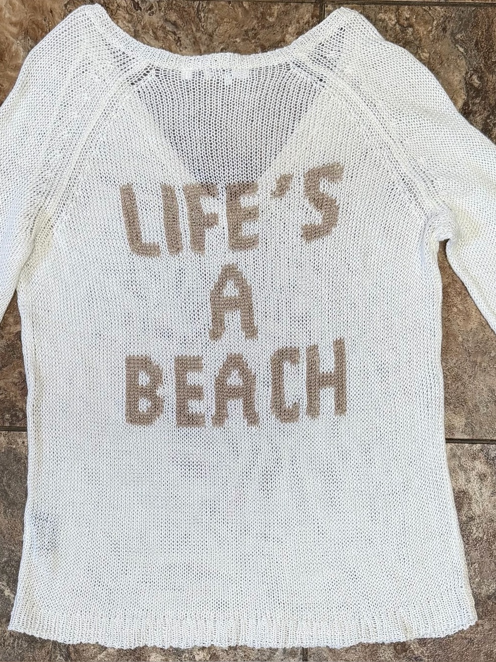 360SWEATER Life’s A Beach Linen Open Knit Sweater Size M
